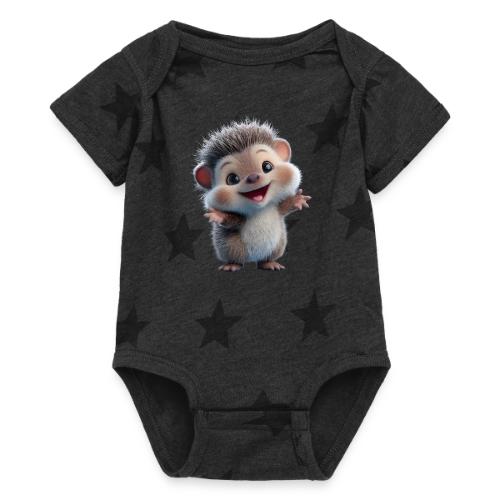 Playful Cartoon Hedgehog with Joyful Pose - Baby 5 Star Print One Piece