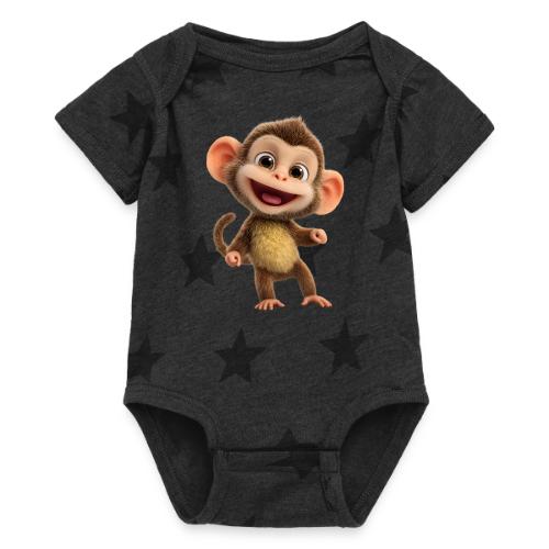 Happy Baby Monkey Standing - Baby 5 Star Print One Piece