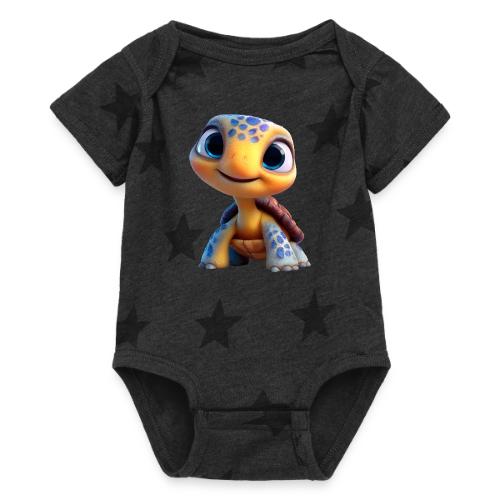 Joyful 3D Baby Turtle with Big Eyes - Baby 5 Star Print One Piece