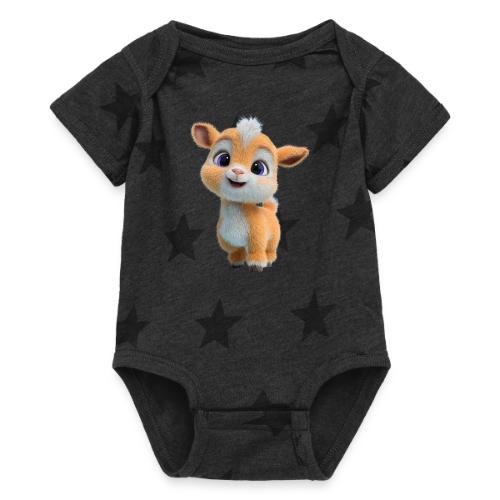 Cute Cartoon Baby Goat with Big Eyes - Baby 5 Star Print One Piece