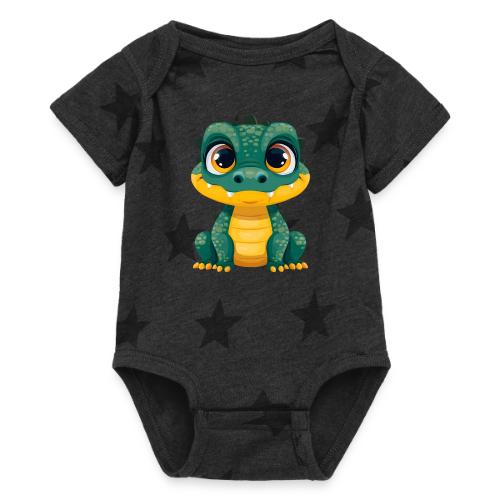 Smiling Cartoon Alligator - Baby 5 Star Print One Piece