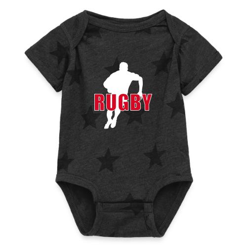 Bold Rugby Action Silhouette - Baby 5 Star Print One Piece