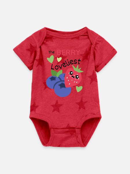 The Berry Loveliest - Baby 5 Star Print One Piece - red star