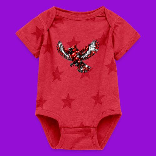 Silver Cardinal in Flight - Baby 5 Star Print One Piece