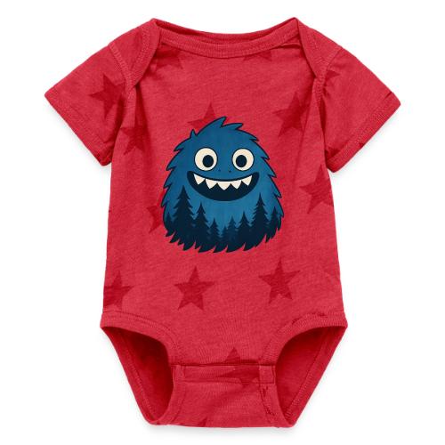 Whimsical Blue Forest Monster – Cute Cartoon Night - Baby 5 Star Print One Piece