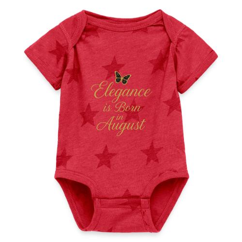 Elegance Is Born in August | Gold Butterfly - Baby 5 Star Print One Piece