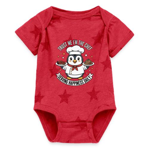 cute Penguin Chef-Funny Cartoon Daily Happiness - Baby 5 Star Print One Piece