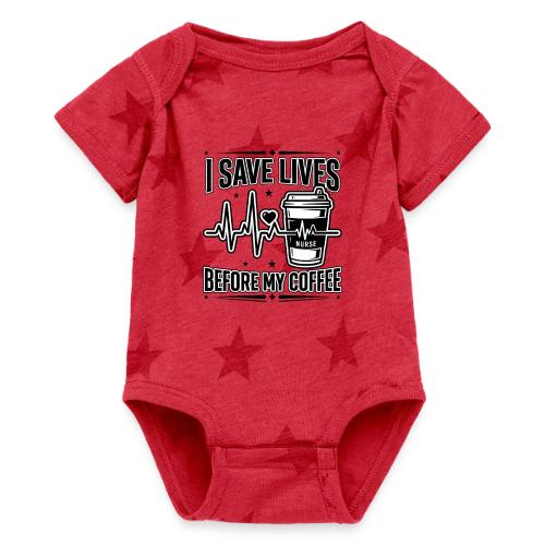Nurse Coffee Humor - Saving Lives - Baby 5 Star Print One Piece