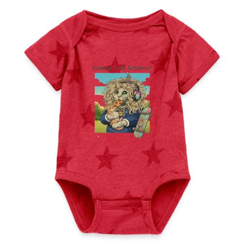 Gaming Cat Adventure: Pizza & Skates - Baby 5 Star Print One Piece