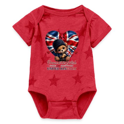 Proud to Be British Teddy Bear UK Patriot Gift - Baby 5 Star Print One Piece