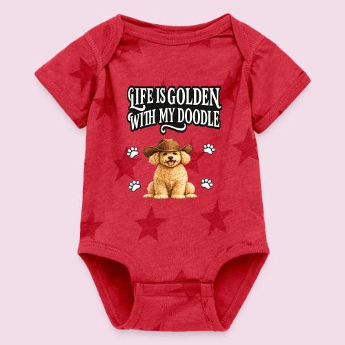Life Is Golden With My Doodle Cowboy Goldendoodle - Baby 5 Star Print One Piece