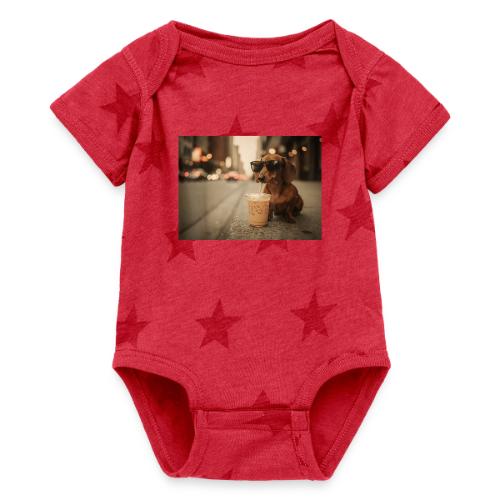 Funny Dachshund Iced Coffee Lover Tee - Baby 5 Star Print One Piece