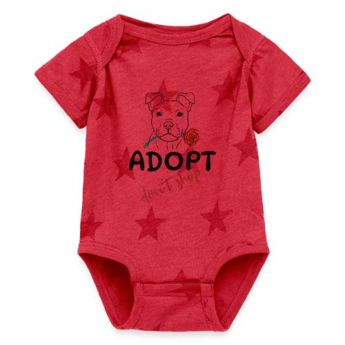 Retro Adopt Dont Shop Cute Puppy Rose Tee - Baby 5 Star Print One Piece