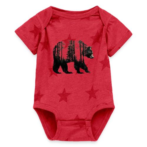 Evergreen Bear Silhouette - Baby 5 Star Print One Piece