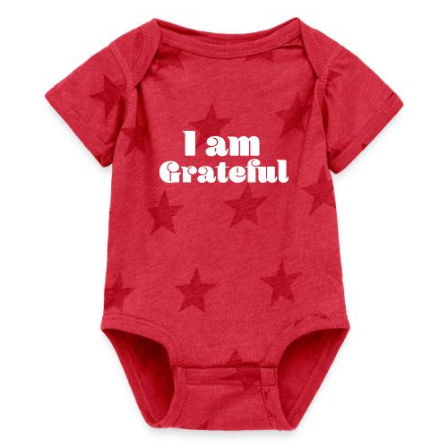 I Am Grateful Affirmation Quote Merch - Baby 5 Star Print One Piece