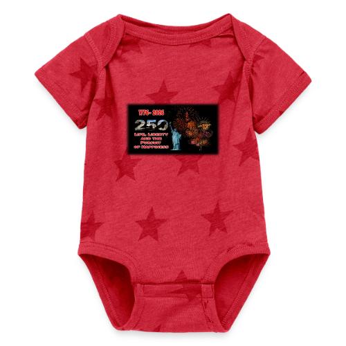 1776 - 2026 - 250 Years USA | Fireworks - Baby 5 Star Print One Piece