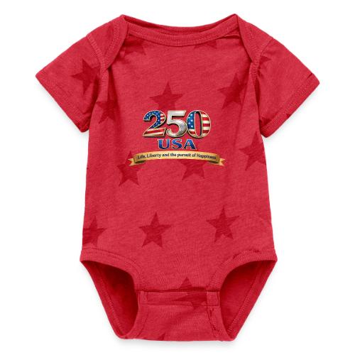 250 USA Liberty Banner - Baby 5 Star Print One Piece