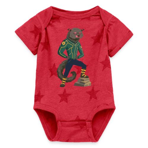 Raccoon Ranger in Neon Armor - Baby 5 Star Print One Piece