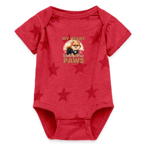 My Heart Walks on Four Paws – Pomeranian tee - Baby 5 Star Print One Piece