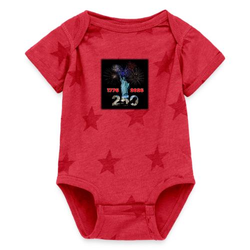 1776 - 2026 - 250 Years USA | Fireworks - Baby 5 Star Print One Piece