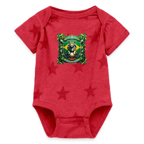 Brazil Jaguar Glory T-Shirt, Flag Pride Badge Gift - Baby 5 Star Print One Piece