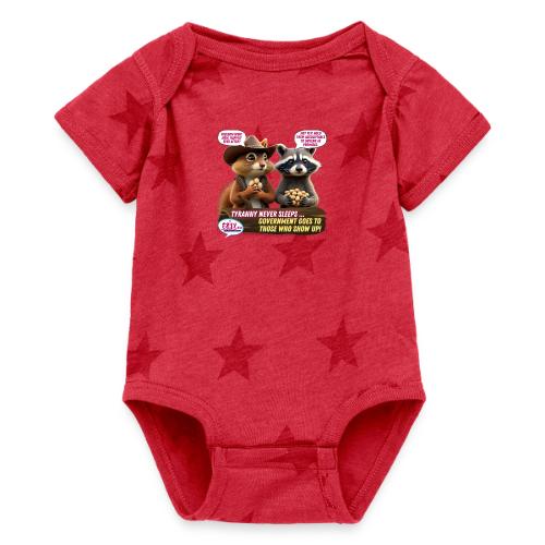 Freedom Squirrel and Raccoon - Baby 5 Star Print One Piece