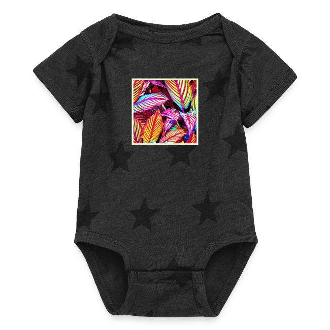 Striped Neon Leaves Design