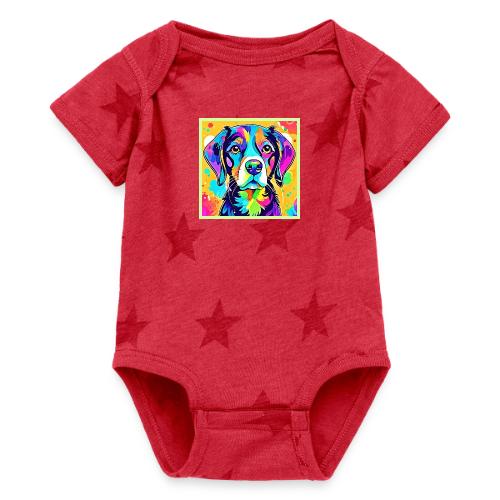 Rainbow Dog Portrait Design - Baby 5 Star Print One Piece