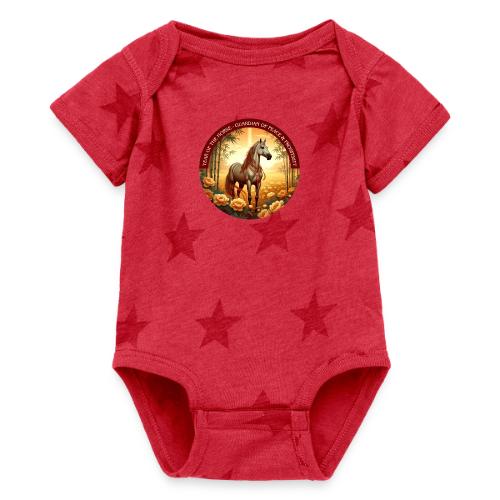 Year of the Horse Guardian T Shirt, Lunar New Year - Baby 5 Star Print One Piece