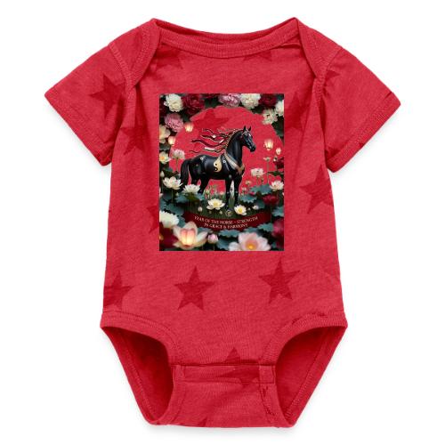 Year of the Horse Harmony T Shirt, Lunar New Year - Baby 5 Star Print One Piece