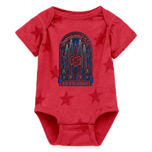 Barcelona Scarlet Pride T Shirt, Vibrant City Gift - Baby 5 Star Print One Piece