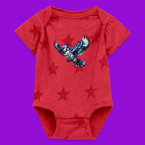 Silver Blue Jay in Flight - Baby 5 Star Print One Piece