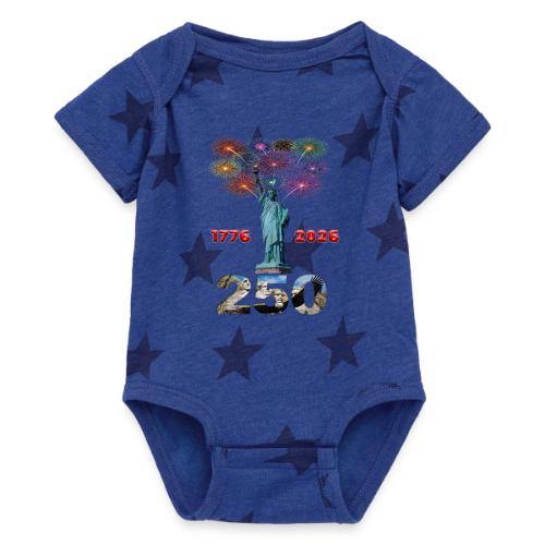 1776 - 2026 | 250 Years USA | Fireworks - Baby 5 Star Print One Piece