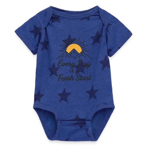 Inspirational Mountain Sunrise Motif - Baby 5 Star Print One Piece
