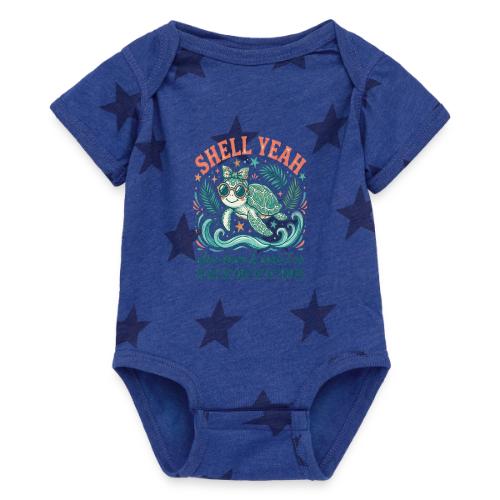 Shell Yeah Sea Turtle Beach Vibes - Baby 5 Star Print One Piece