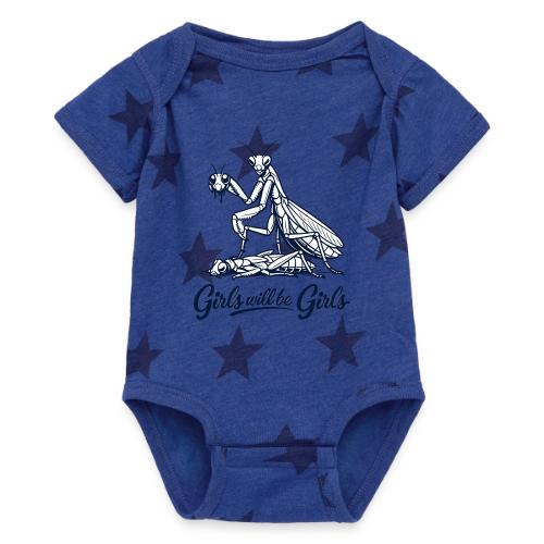 Girls Will Be Girls Praying Mantis Humor - Baby 5 Star Print One Piece