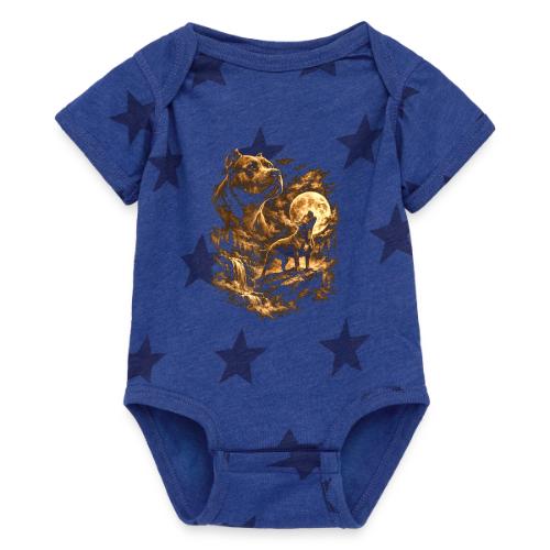 Pit Bull Howling Moon Fantasy Forest Tee - Baby 5 Star Print One Piece