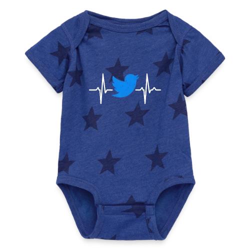 Social Media Heartbeat Blue Bird Graphic - Baby 5 Star Print One Piece