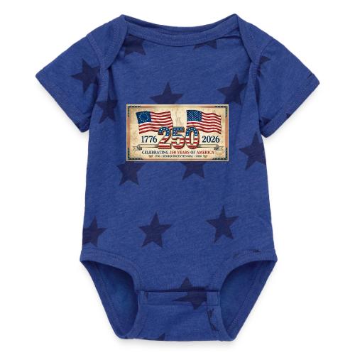 USA 250th Anniversary Flags Emblem - Baby 5 Star Print One Piece