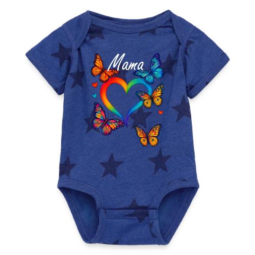 Mama Heart Personalized Kids’ Names gift - Baby 5 Star Print One Piece