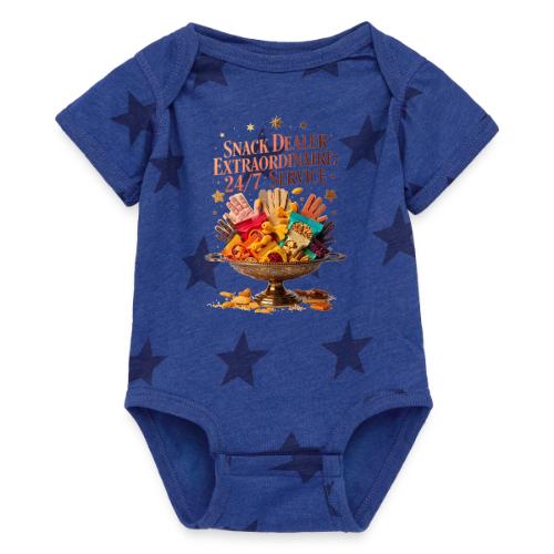 Snack Dealer Extraordinaire Tee, Mum Gift - Baby 5 Star Print One Piece