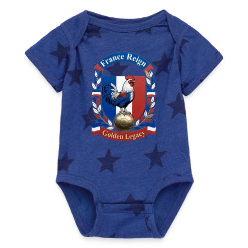 France Rooster Reign T-Shirt, Tricolore Pride Gift - Baby 5 Star Print One Piece