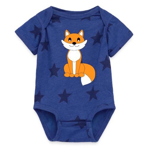Clever Orange Fox - Infant Apparel and Cocoa Mug - Baby 5 Star Print One Piece