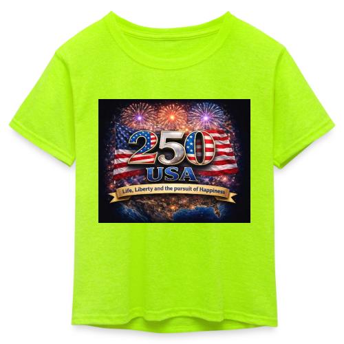 USA 250th Celebration - Kid's 50/50 Neon T-Shirt