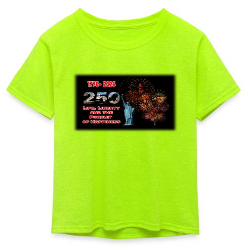 1776 - 2026 - 250 Years USA | Fireworks - Kid's 50/50 Neon T-Shirt