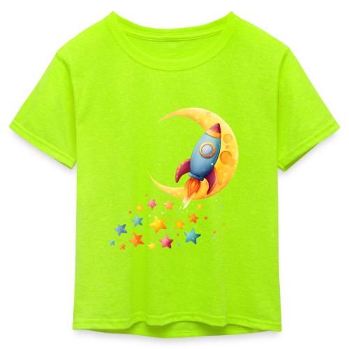 Rocket Trail of Stars - Kid's 50/50 Neon T-Shirt