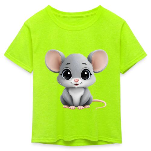 Baby Mouse: Little Grey Explorer - Kid's 50/50 Neon T-Shirt