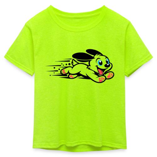 Speedy Pup Sprint on the Run - Kid's 50/50 Neon T-Shirt