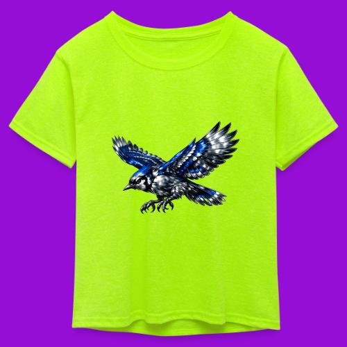 Silver Blue Jay Dive - Kid's 50/50 Neon T-Shirt