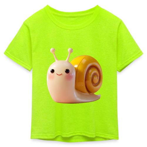 Sweet Cartoon Baby Snail Full of Joy - Kid's 50/50 Neon T-Shirt